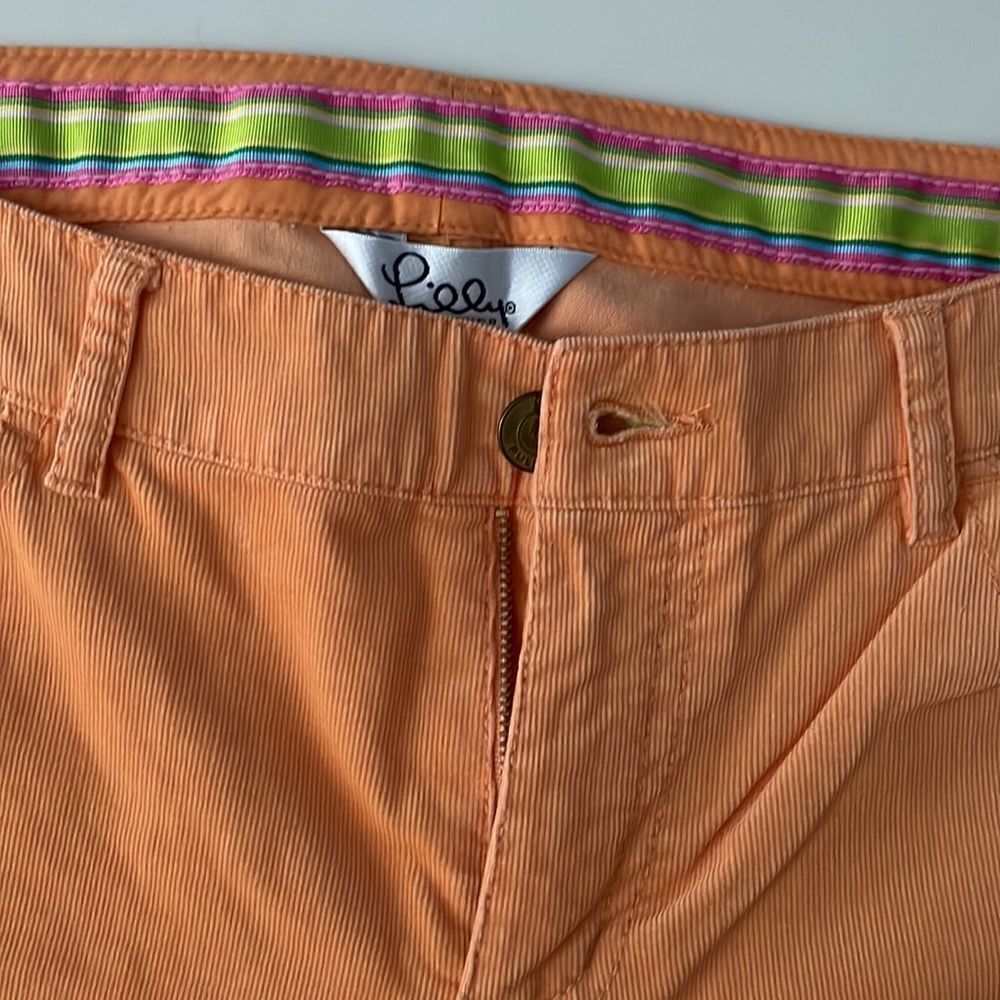 Lilly Pulitzer Faye Sz 4 Orange Corduroy Flare Leg Pant